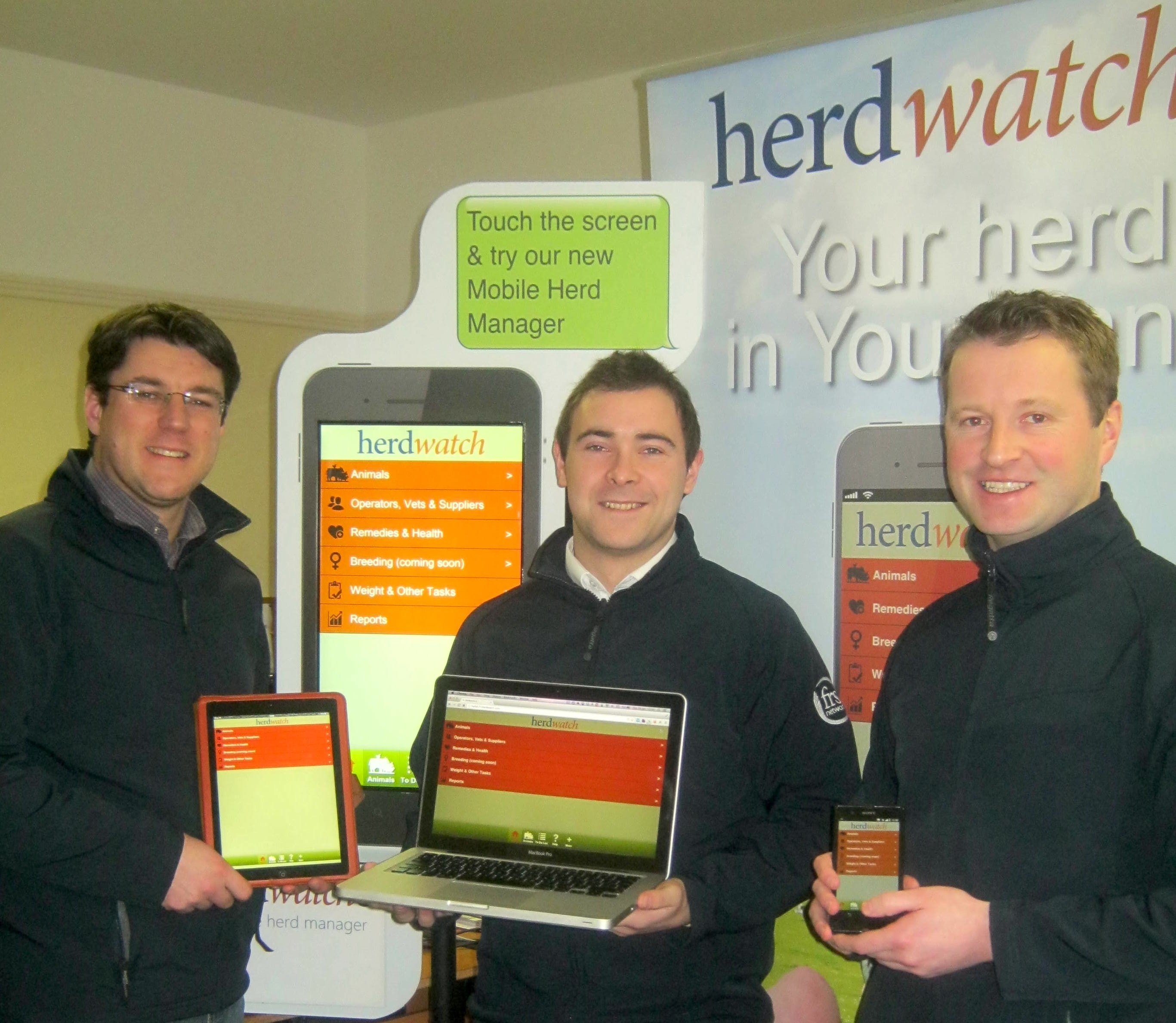 The Herdwatch Team; Fabien Peyaud, Eoin Moloney, Gearoid Fox.