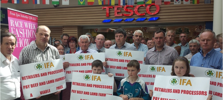 Farmers protesting in Galway yesterday.