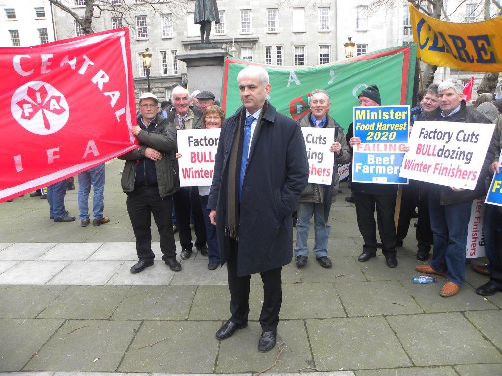 IFA President Eddie Downey did not have the full support of members at last night’s meeting, unlike earlier at this protest.