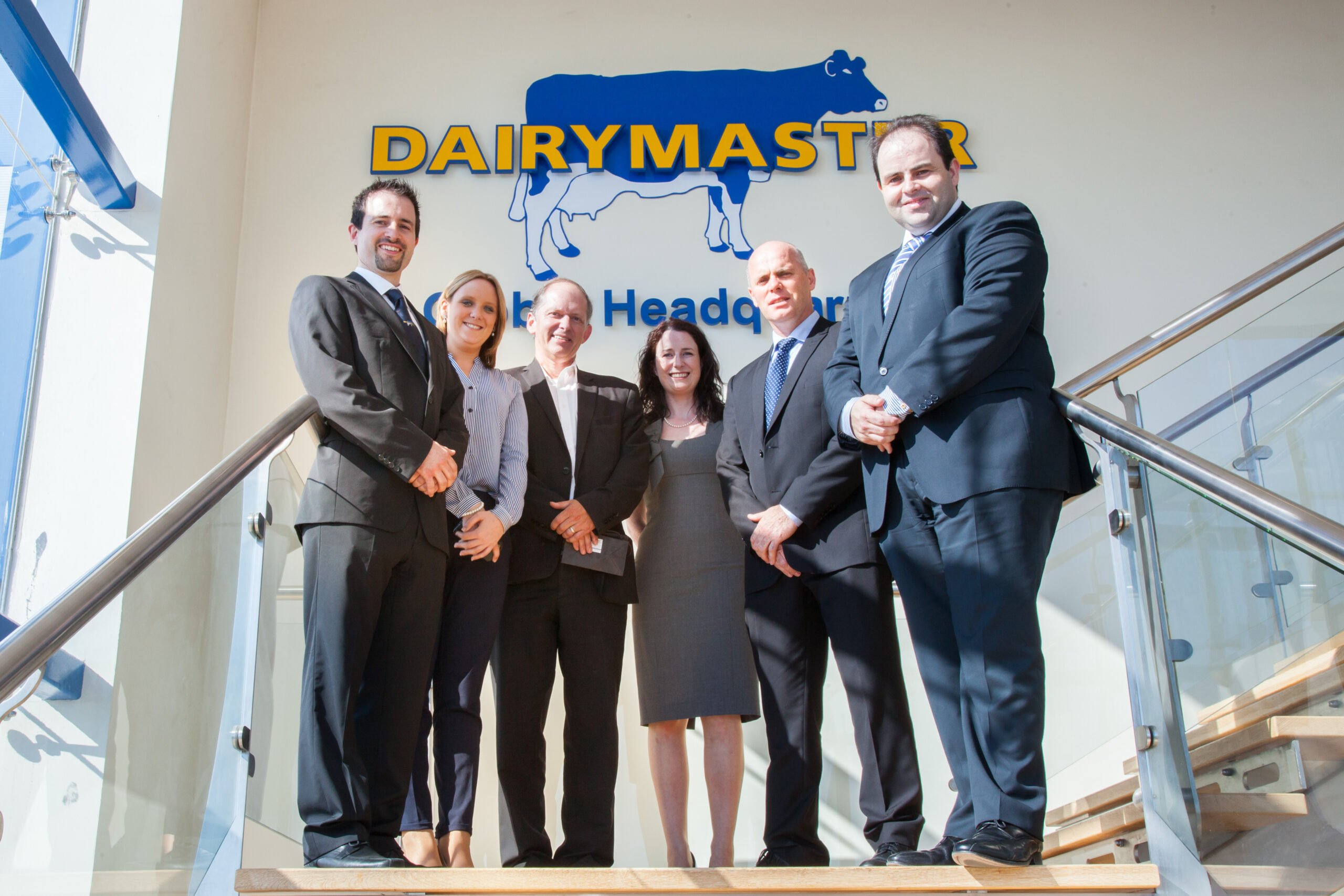 John Harty (Director of Operations – Dairymaster), Mary Mulvihill (Marketing Executive – Dairymaster), Dr Juergen Voegele (Senior Director, Agriculture – World Bank), Lisa Herlihy (Marketing Manager – Dairymaster) Fergus O’Meara (International Business Development Manager – Dairymaster) &amp; Dr Edmond Harty (CEO &amp; Technical Director – Dairymaster) during Dr Voegele’s visit to the Dairymaster Global HQ, Causeway, Co. Kerry, Ireland