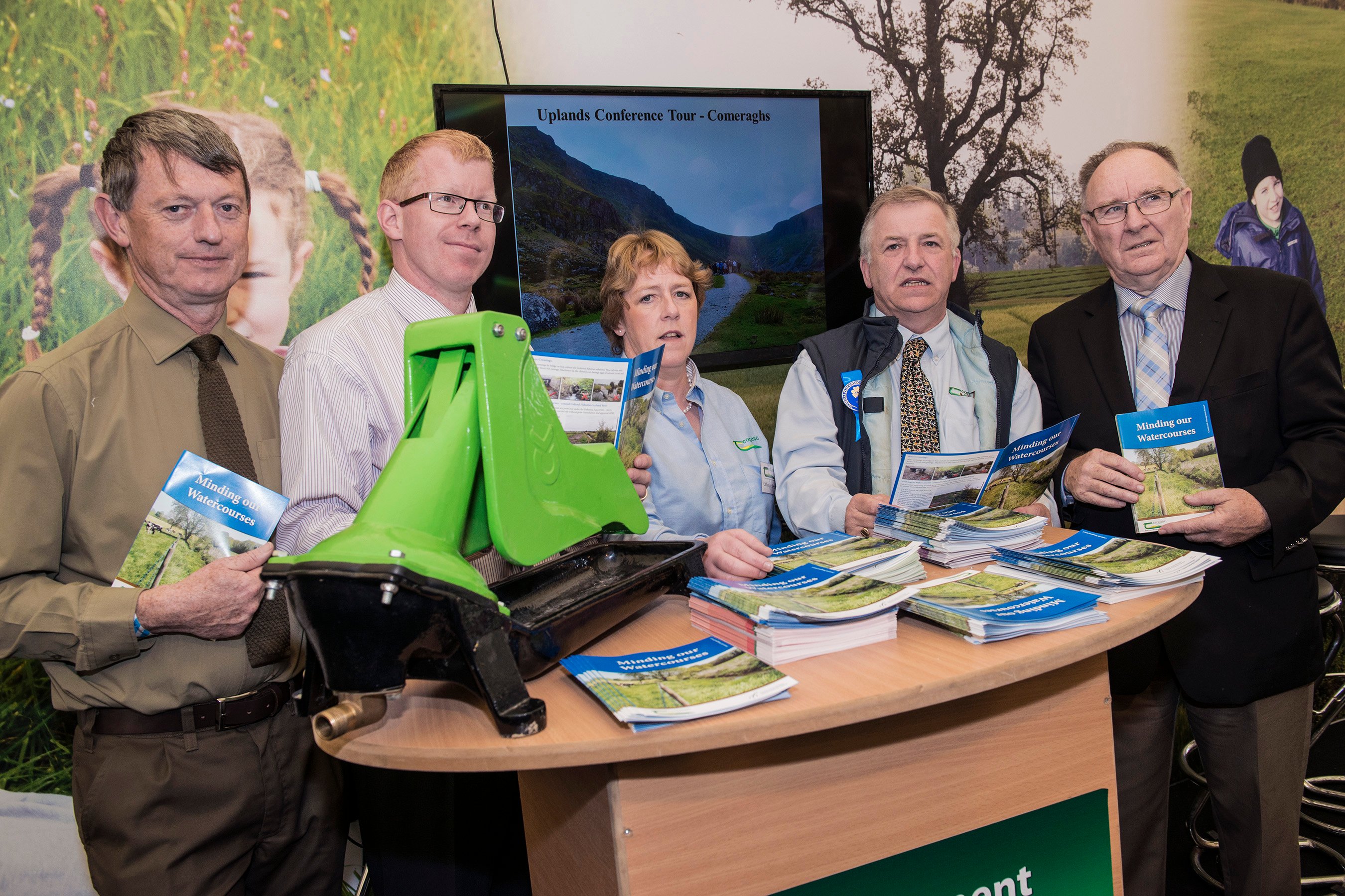 Pictured at the launch of the Teagasc/ Inland Fisheries Ireland booklet on ‘Minding Our Watercourses’ on the Teagasc stand at the National Ploughing Championships in Ratheniska, Co Laois are Greg Forde, Inland Fisheries Ireland, Dr Ciaran Byrne, CEO Inland Fisheries Ireland, Catherine Keena, Countryside Management Specialist, Teagasc, Prof. Gerry Boyle, Director Teagasc &amp; Brendan O’Mahony, Chairman, Inland Fisheries Ireland.