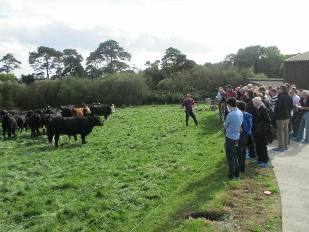 Teagasc beef researcher Dr Robert Prendiville addressing the farmers on the performance of the dairy bred animals