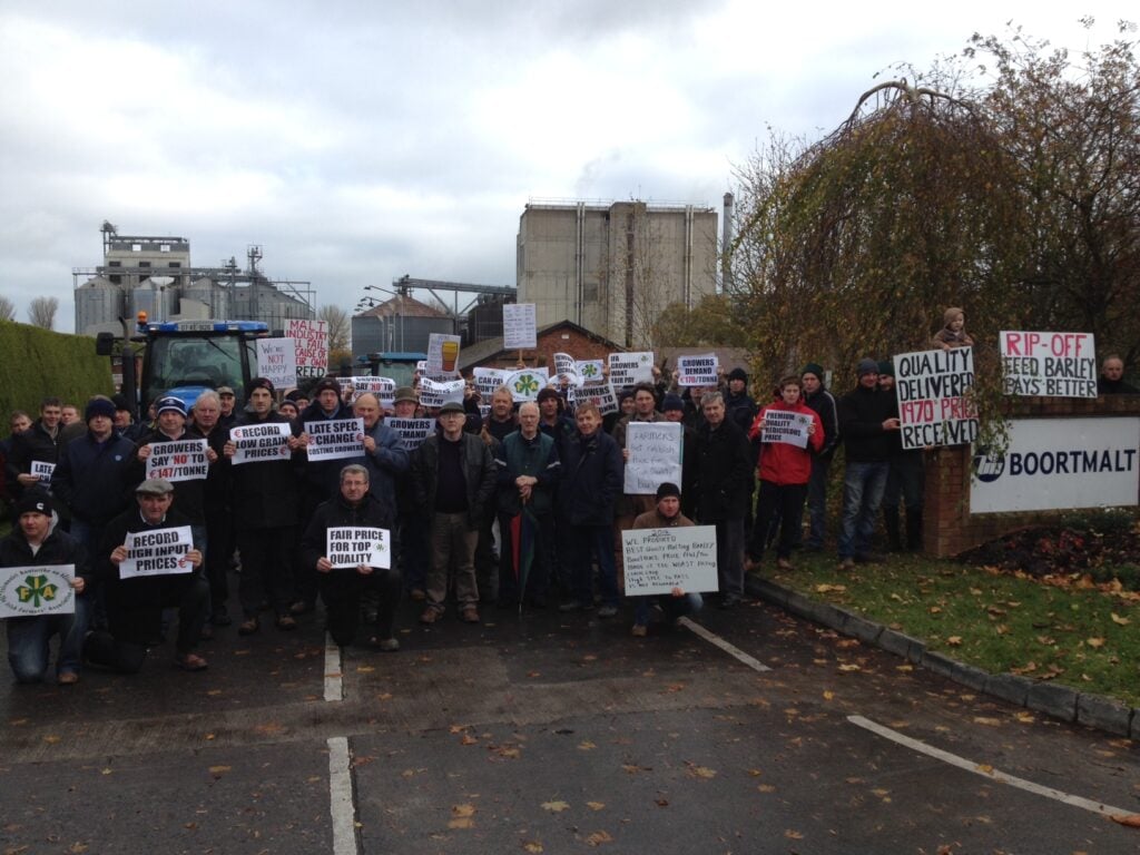 Malting Barley growers protesting at Boormalt.