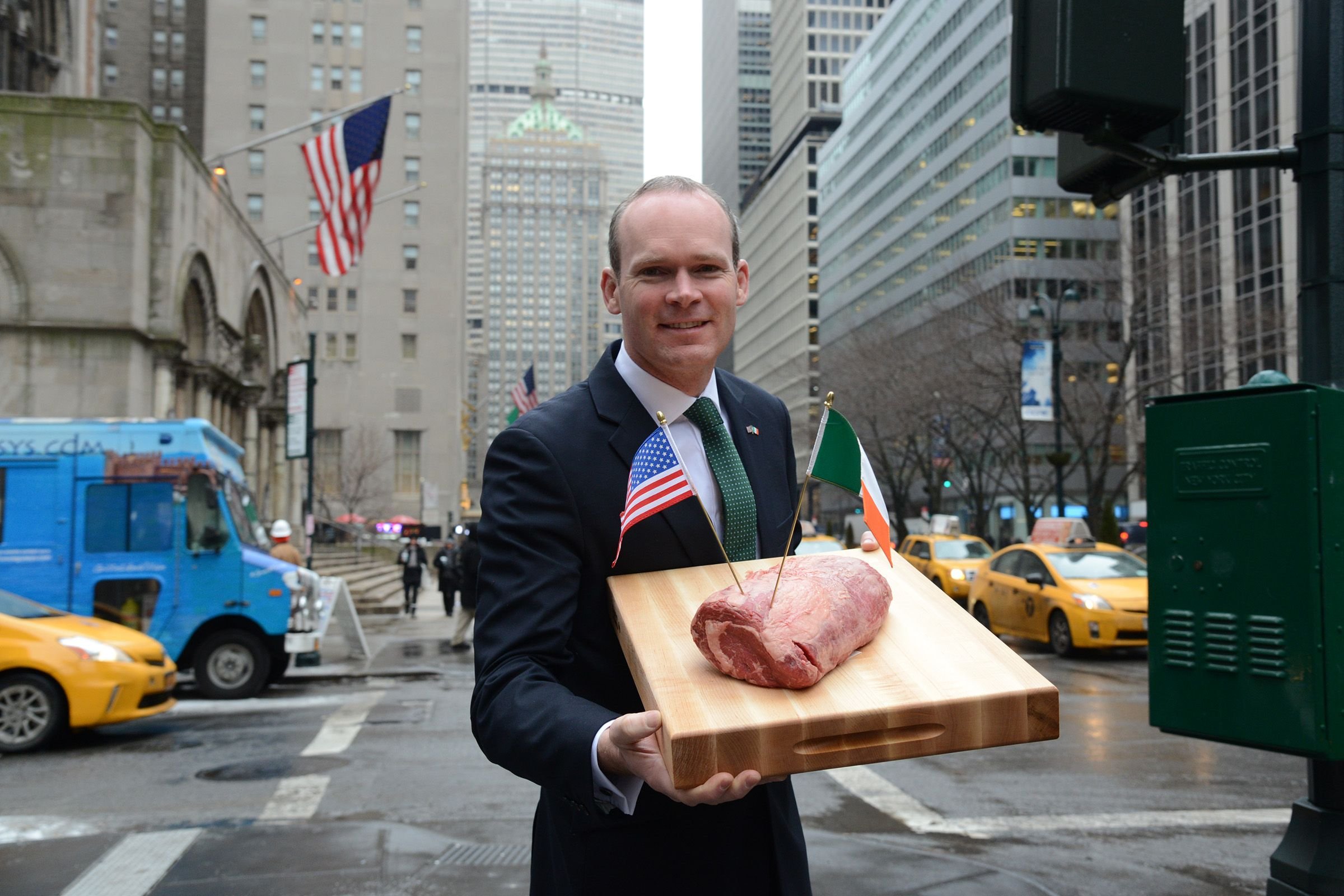 Minister for Agriculture, Food and the Marine Simon Coveney in New York launching the marketing strategy for Irish beef in the USA.