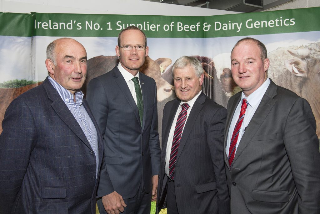 Pictured at the official opening are Tom Kelly, Chairman, Progressive Genetics, Simon Coveney, Minister for Agriculture, Vincent Gorman, Chairman, NCBC &amp; Donal Buckley, Chairman, Munster Cattle Breeding Group. Photo O’Gorman Photography.