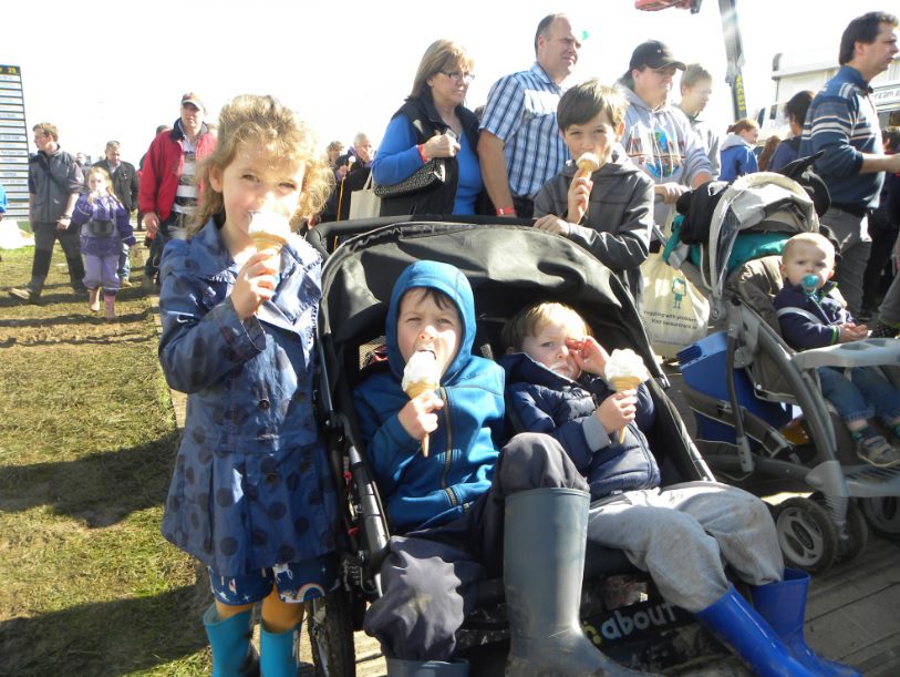 Kitty, Tom, Jack and Ned O’Meara from Tipperary enjoying the sunshine at the Ploughing in Laois.
