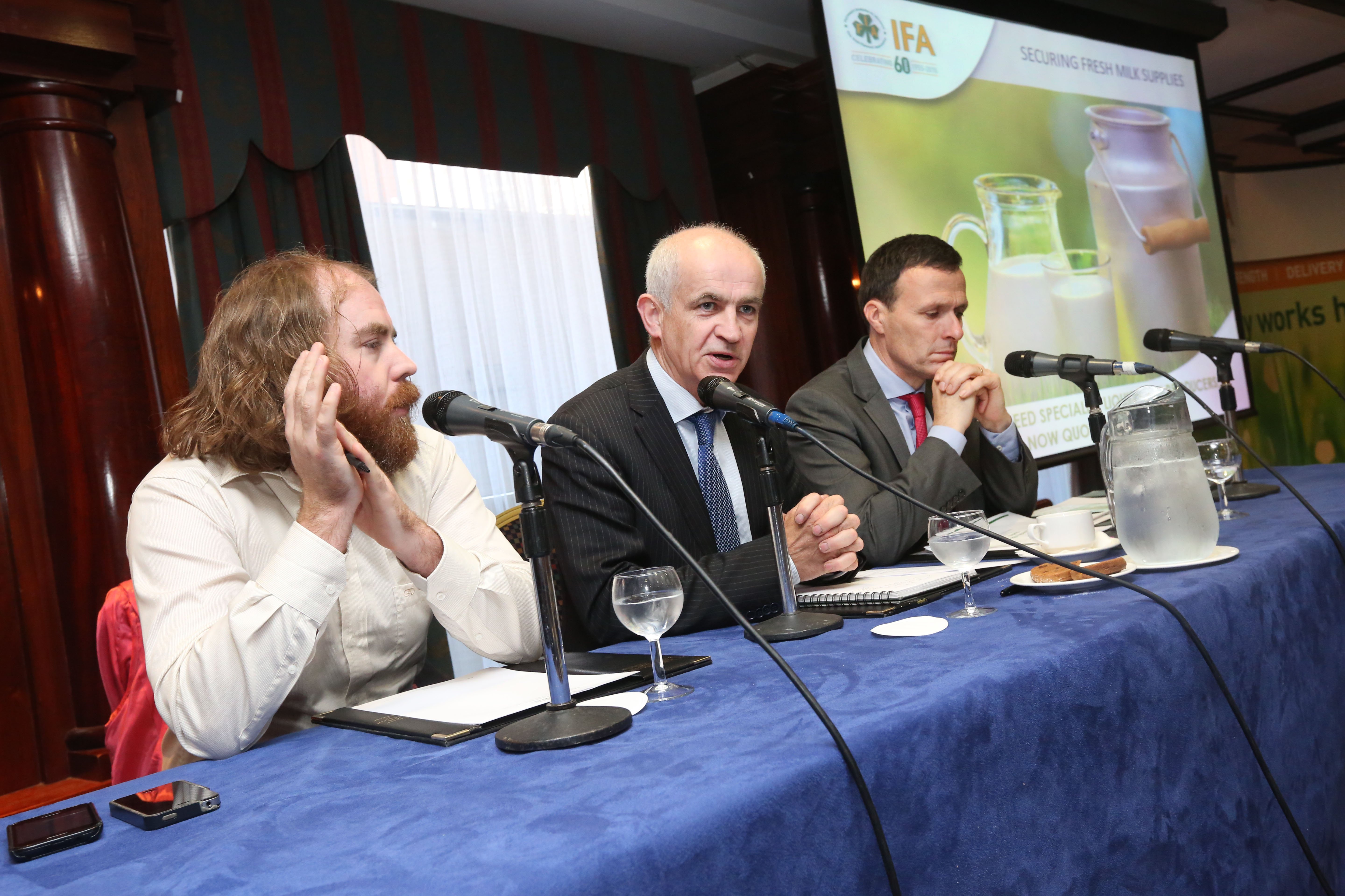 At the launch of a new IFA Liquid Milk Handbook are Joe Patton, Teagasc; IFA President Eddie Downey and Teddy Cashman, IFA Liquid Milk Chairman.
