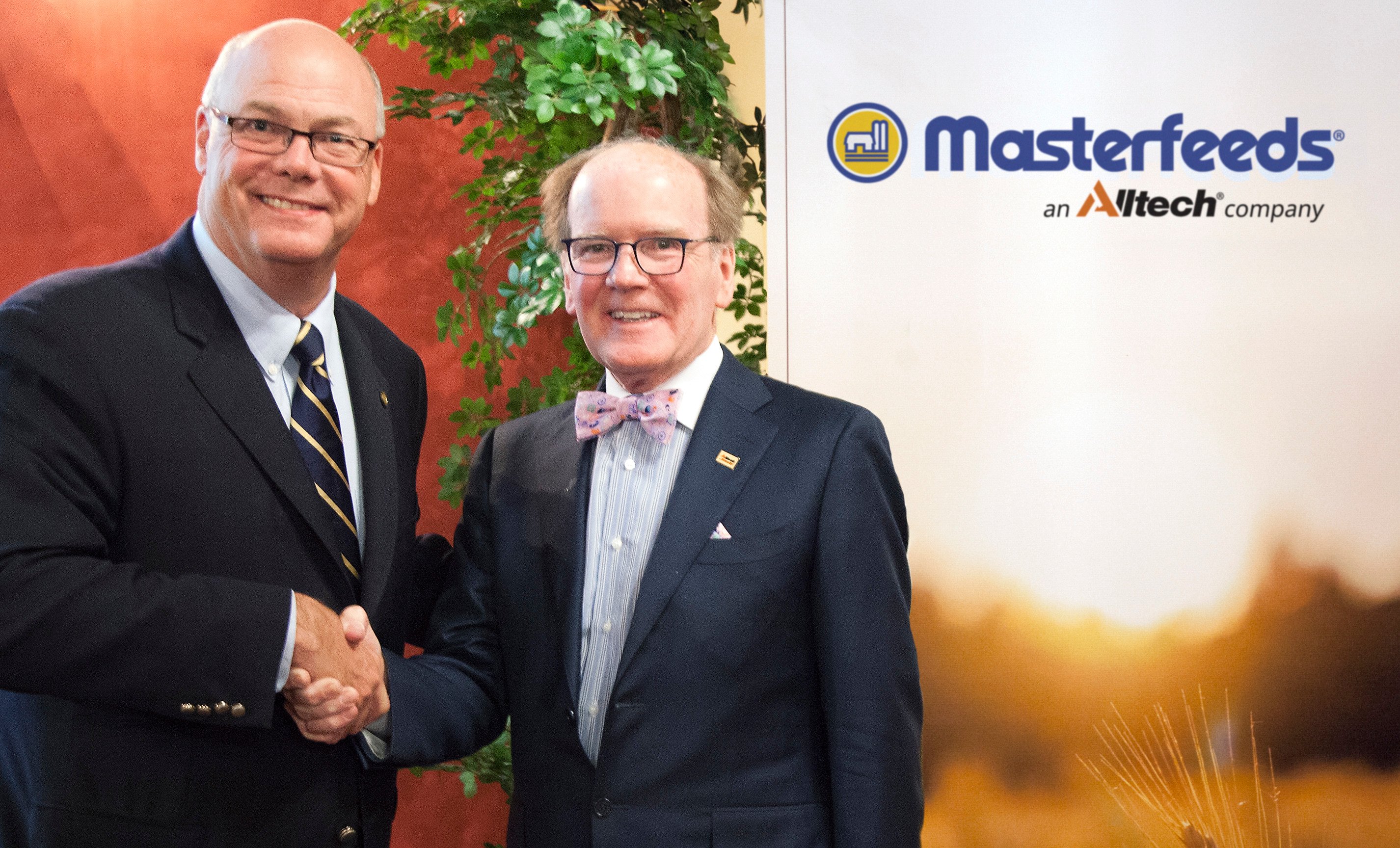 Rob Flack, Chief Executive of Masterfeeds, and Dr. Pearse Lyons, President and Founder of Alltech.