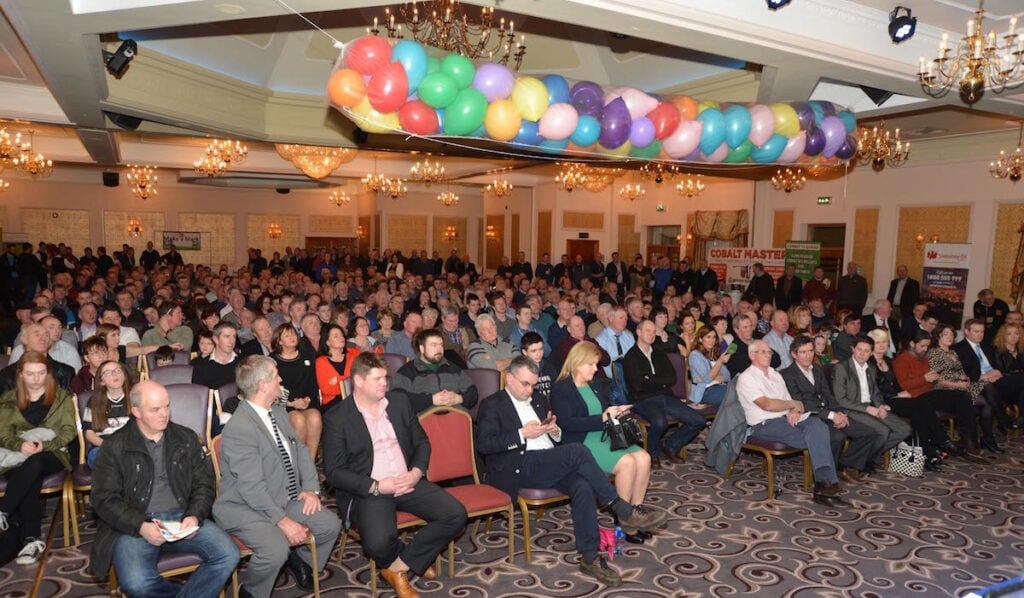 Farmers and public representatives, at the National launch of the Irish Natura and Hill Farmers Association meeting in Westport. Photo; Frank Dolan.