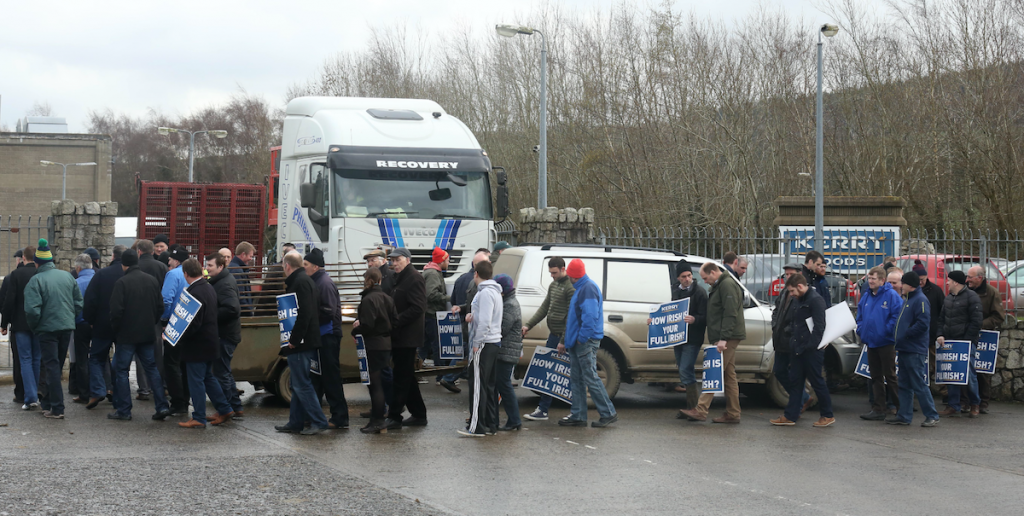 IFA pig farmers protest at Kerry Foods in Wicklow.