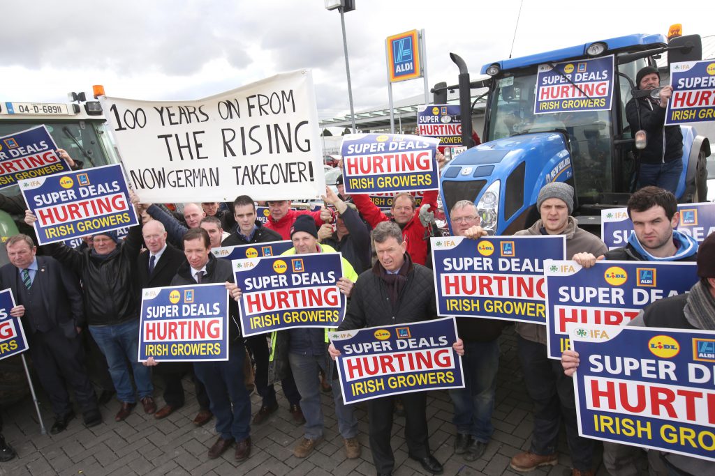 The IFA protest outside Aldi and Lidl in Finglas.