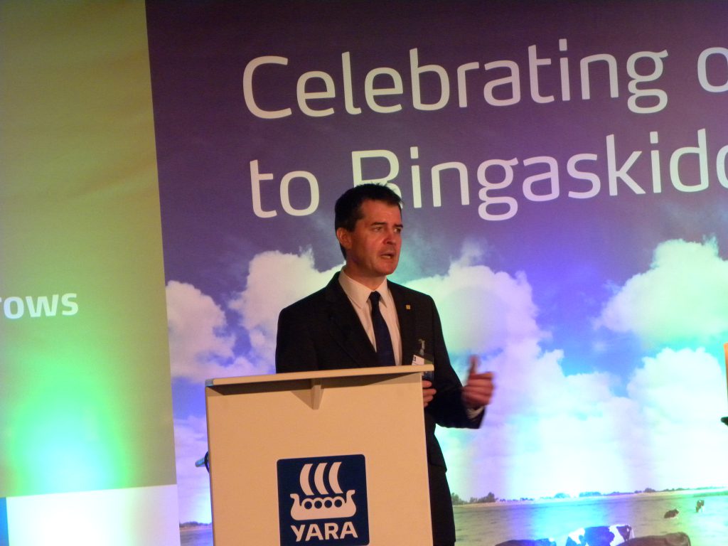 Yara’s Irish Business Manager Nicholas Morrison speaking at the event yesterday.