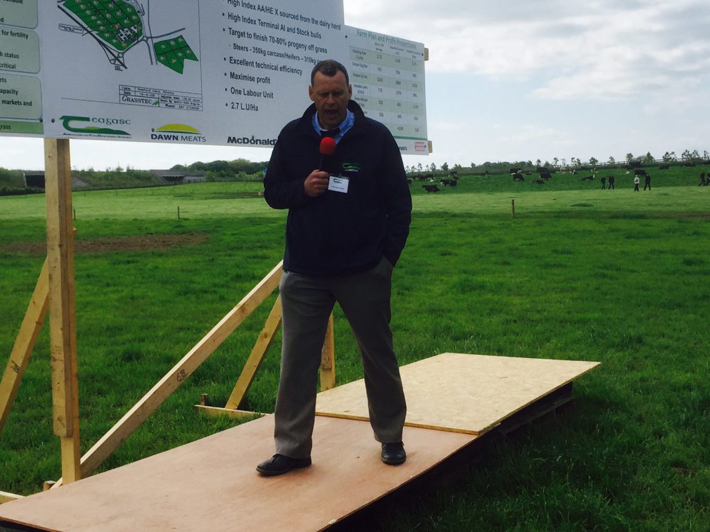 Teagasc’s Padraig French speaking at the open day.