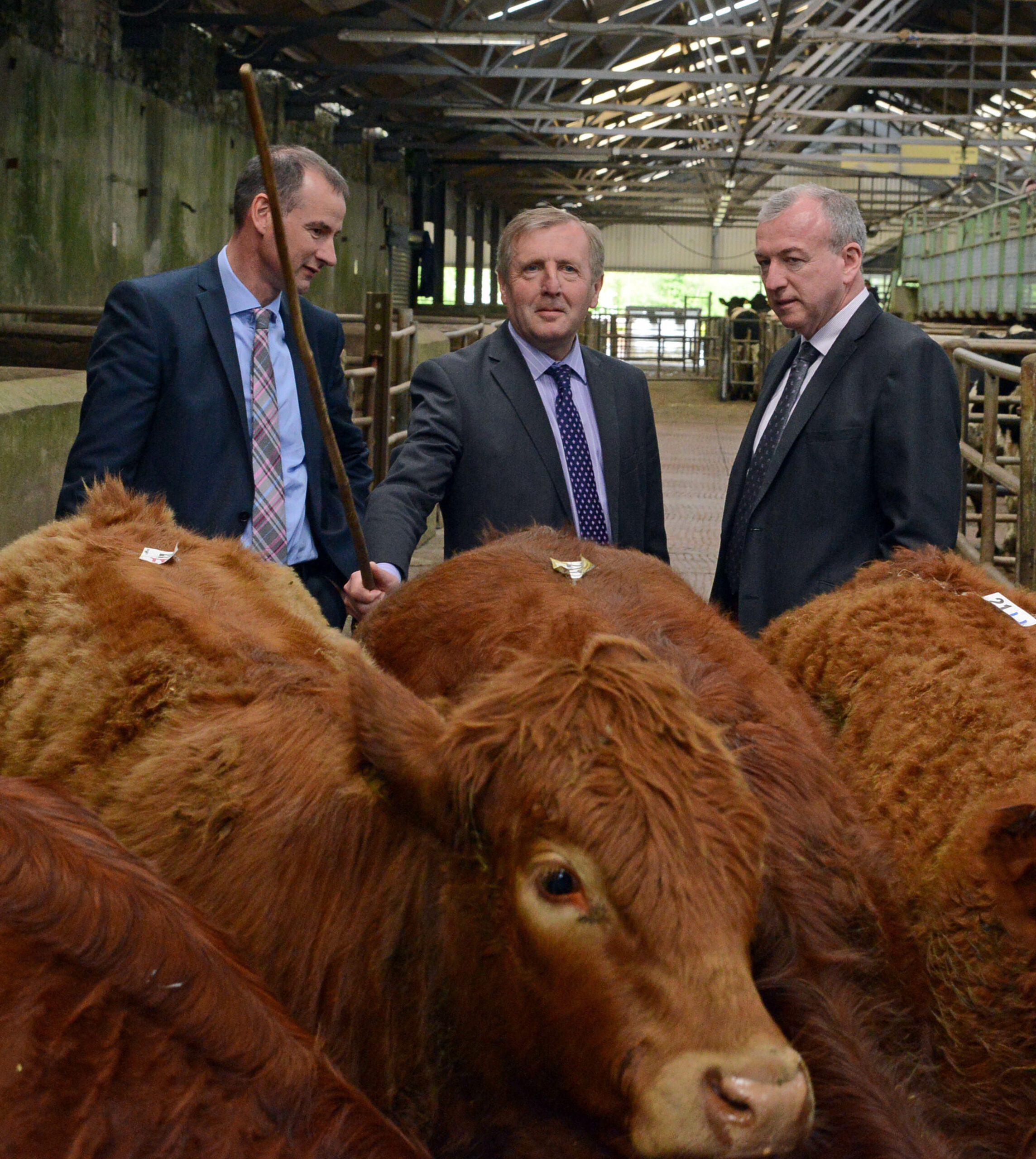 Sean Coughlan CEO ICBF with Minister for Agriculture Michael Creed TD and Sean O’Sullivan CEO Cork Marts.
