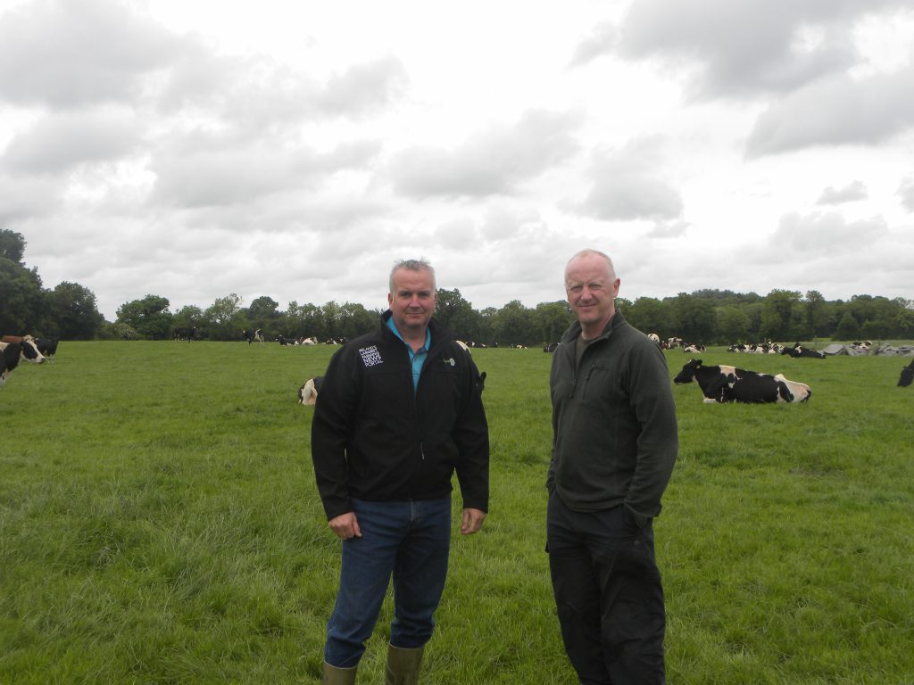 Michael Harlin (left) and Barry Lynch (right) pictured walking the paddocks
