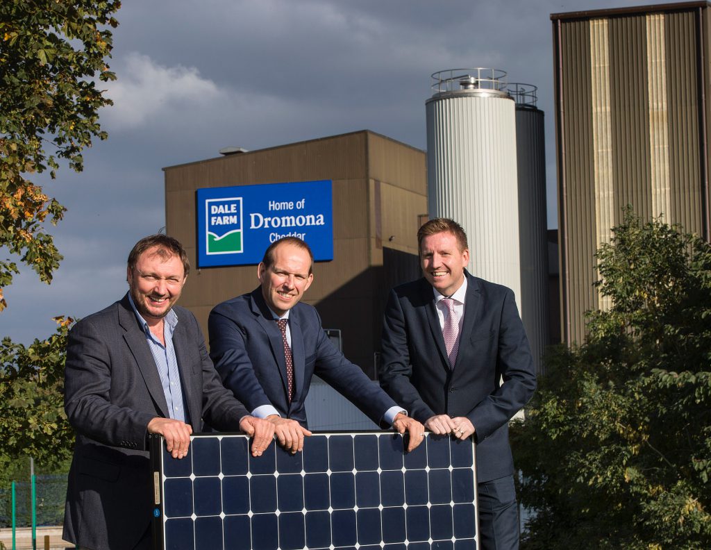 L-R: Chief Executive of CES Energy, Tom Marren alongside Group Chief Executive of Dale Farm Nick Whelan and Dale Farm Group Operations Director, Chris McAlinden.