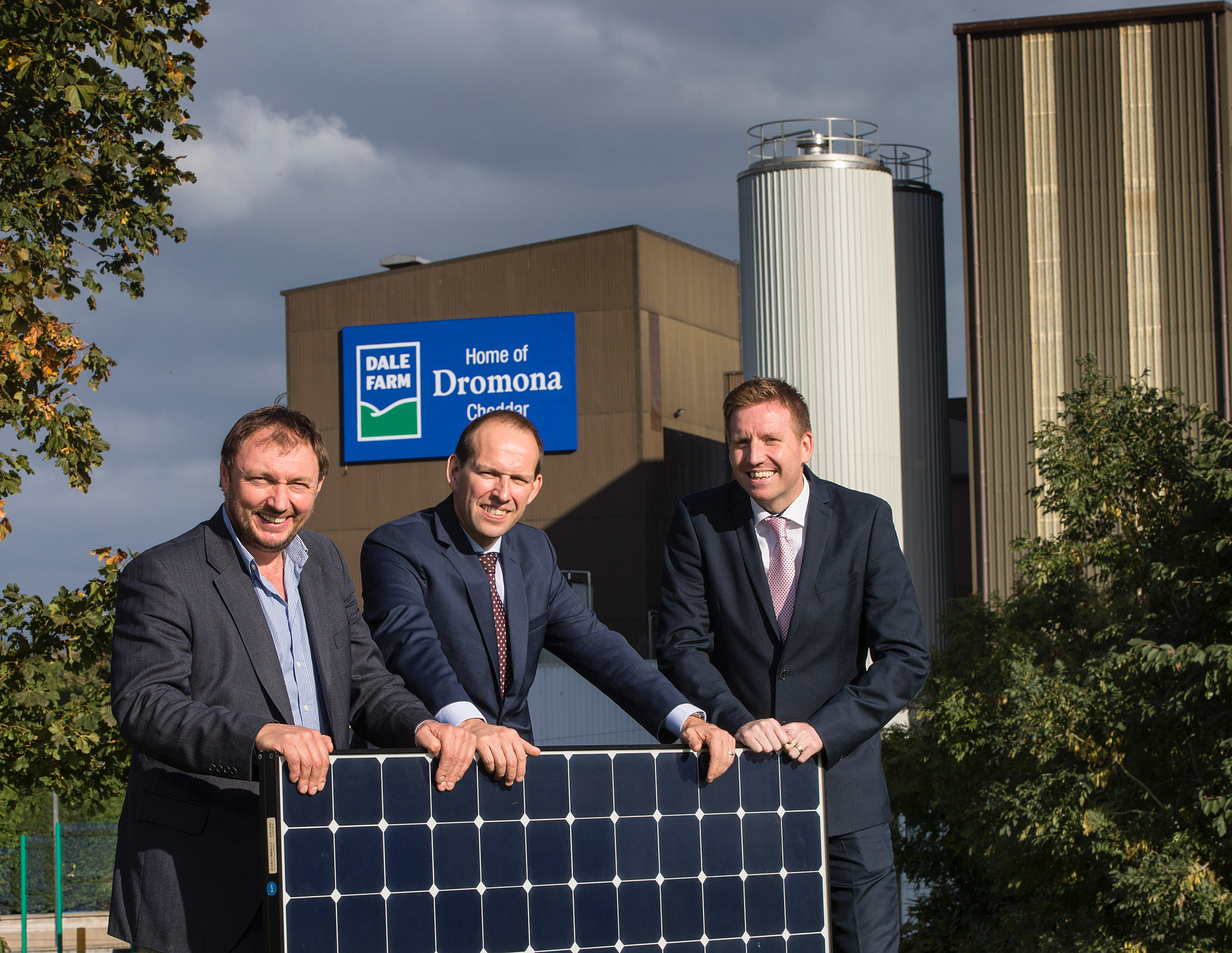 L-R: Chief Executive of CES Energy, Tom Marren alongside Group Chief Executive of Dale Farm Nick Whelan and Dale Farm Group Operations Director, Chris McAlinden.