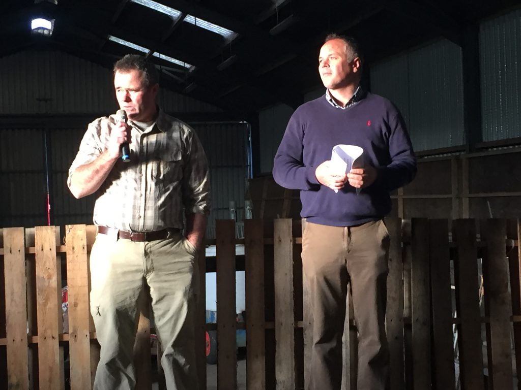John Holton (left) speaking at the farm walk