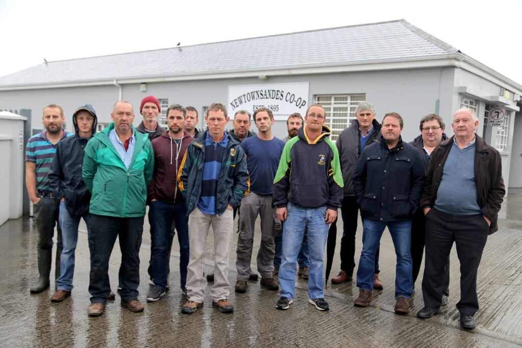 Farmers protesting outside the offices of Newtownsandes’ Co-op in North Kerry