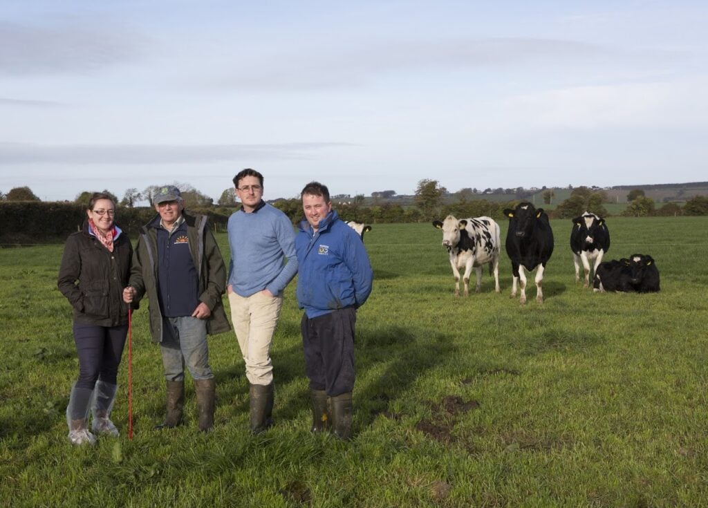 Christine Cummins of Bonanza Calf Nutrition pictured with the Moore family