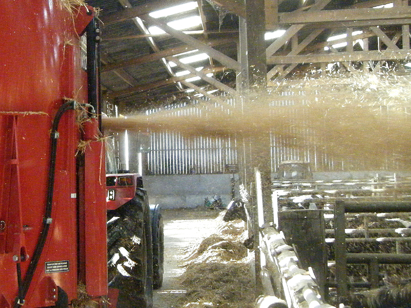 Straw blower attachment fitted to a High-Spec Vertical Feeder