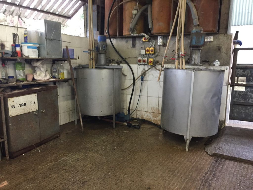 The milk preparation area