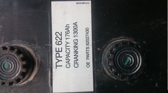 Label on a tractor battery