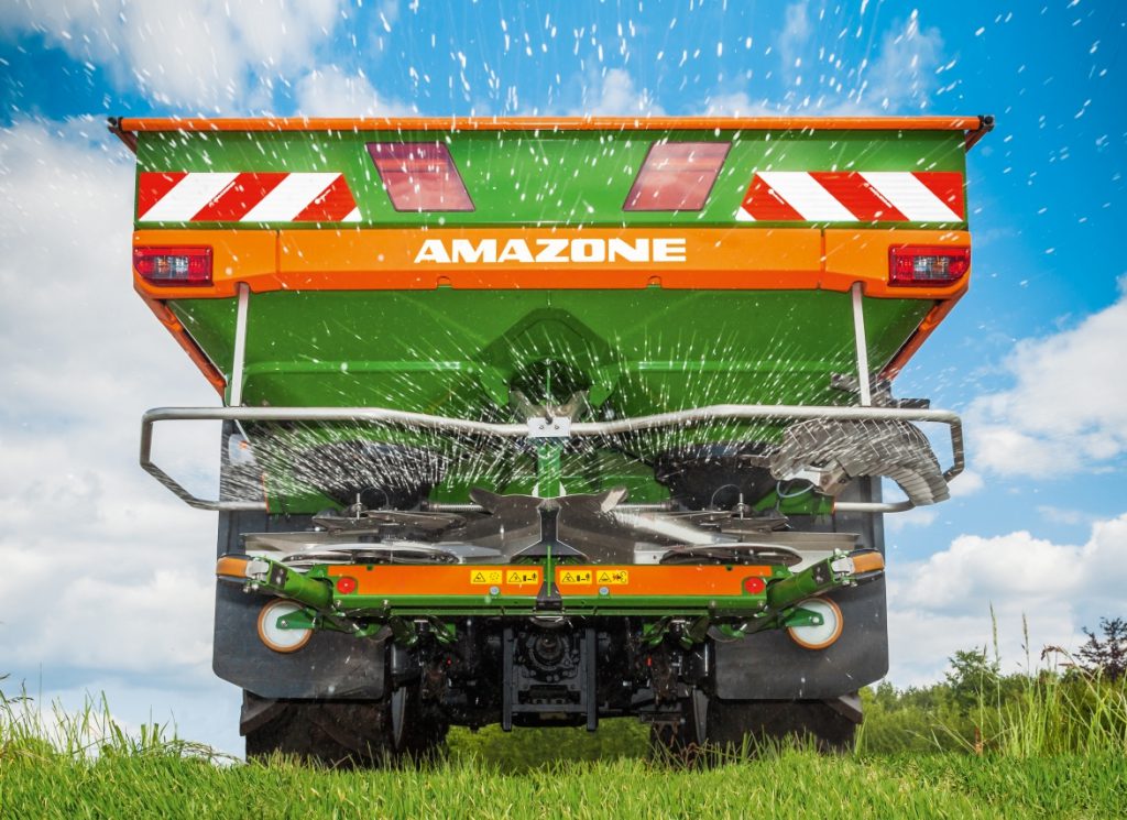 New at the show: Amazone’s Z-AV twin-disc fertiliser spreader.