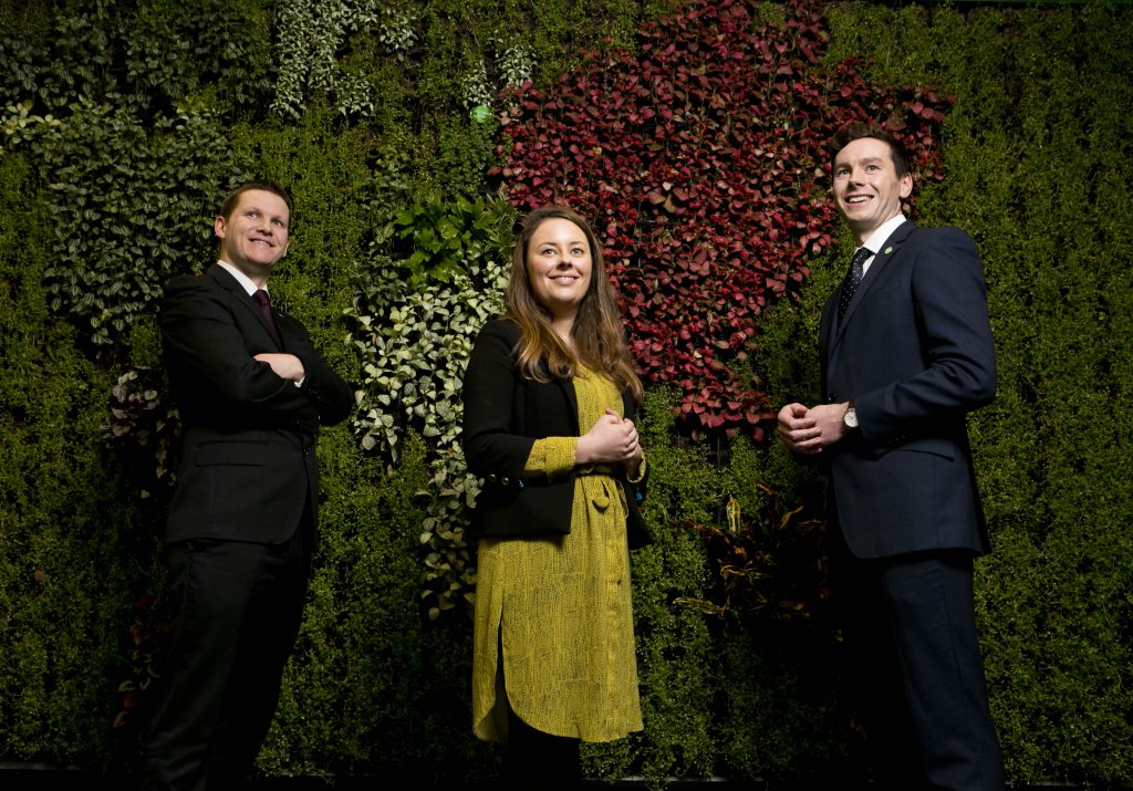 L-R: David Hagan, Origin Green Ambassador, Italy, Etain Doherty, Bord Bia Marketing Fellow, New York and Owen Keogh, Origin Green Ambassador, UK.
