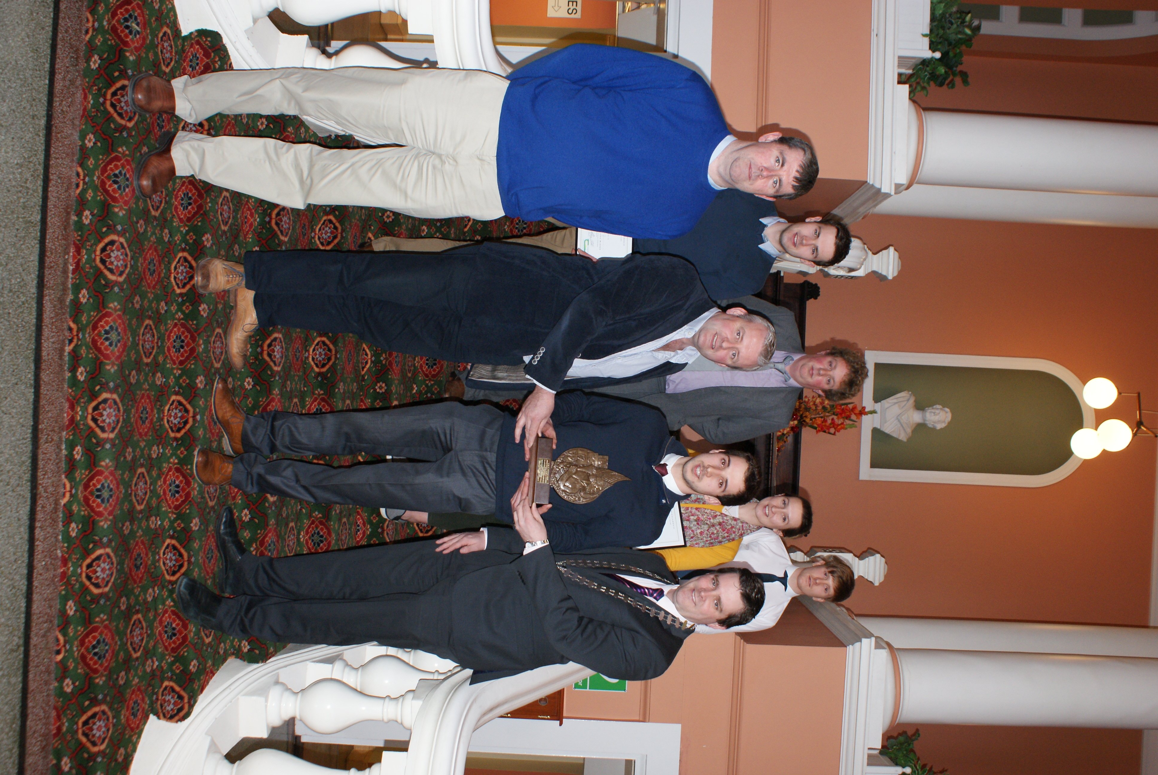 Back Row (L-R) Michael Lally, William Gleeson, Stephanie Shine, Christopher Kenny. Front Row (L-R) James Maher Teagasc, Padraig Madden FRS Network, Paul Bowden, Sean Finan Macra President