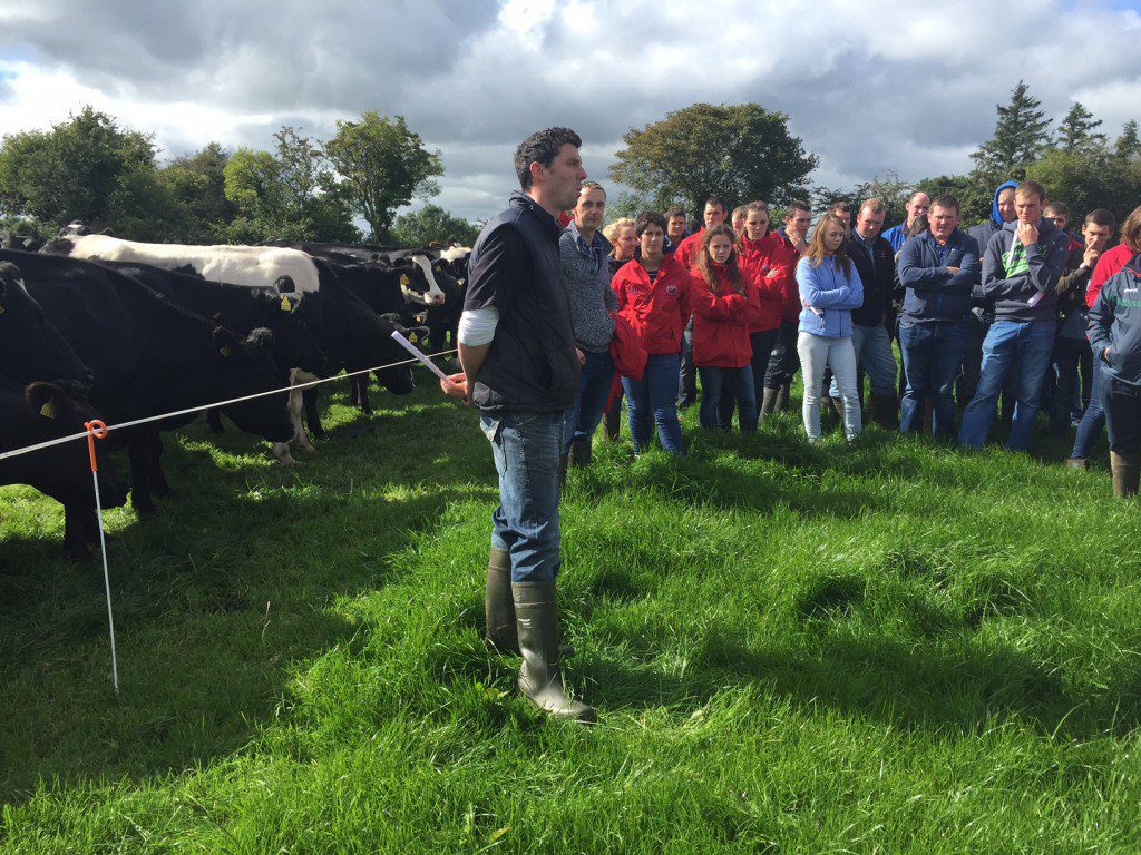 Sean O’Donnell speaking at a farm walk on his farm