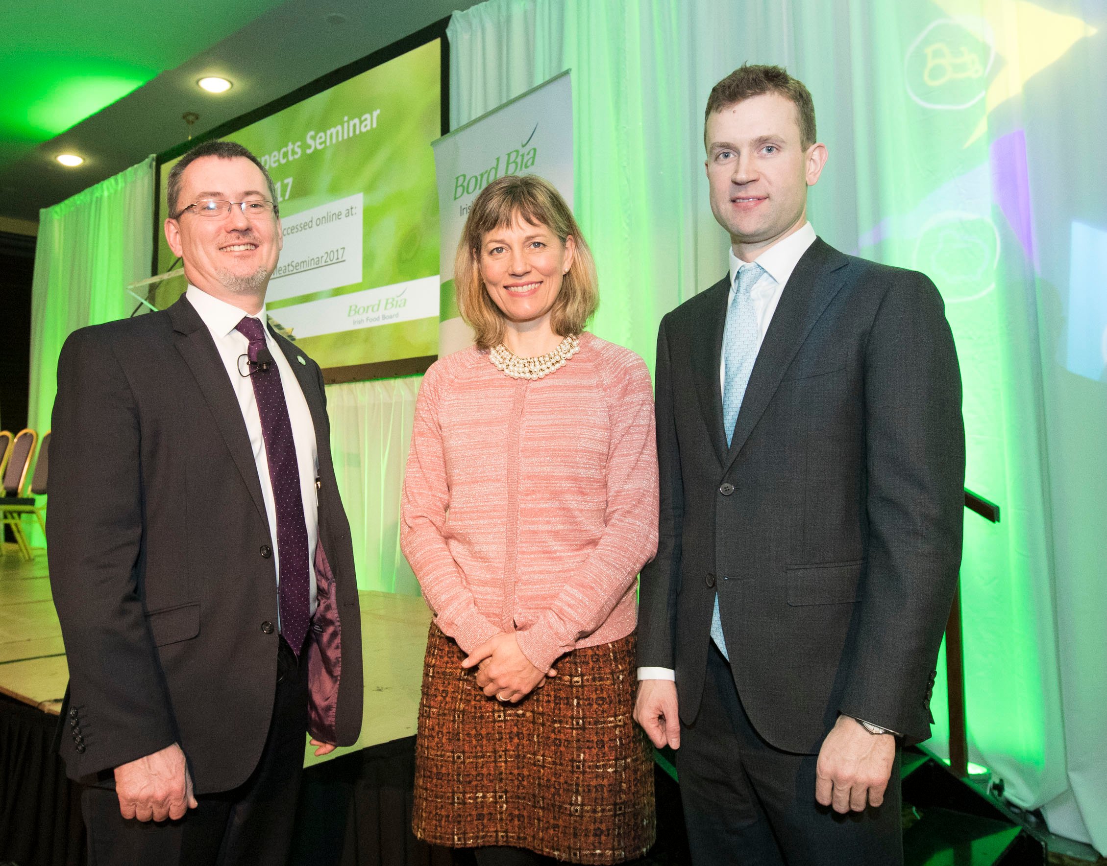 Pictured were (L-),Jim O’Toole (Bord Bia),Dr. Carrie Ruxton (Meat Advisory Panel, UK) and Adrian Gahan (Sancroft, UK).Photo:michaelorourkephotography.ie