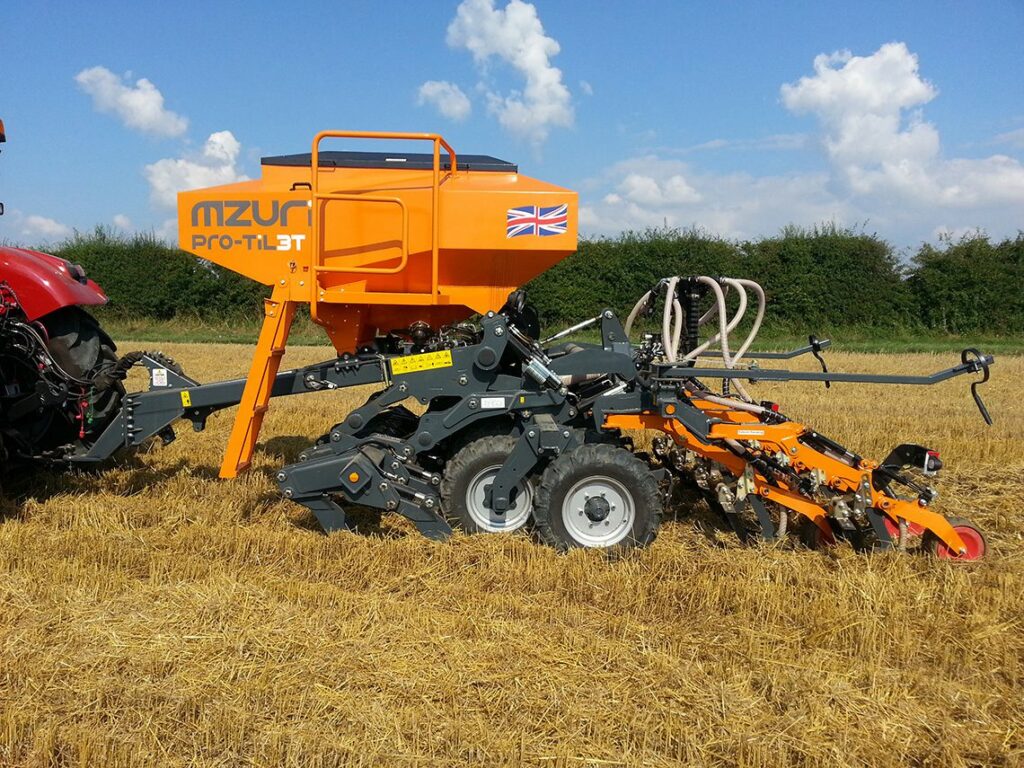 Mzuri’s strip-till drill working directly into stubble.