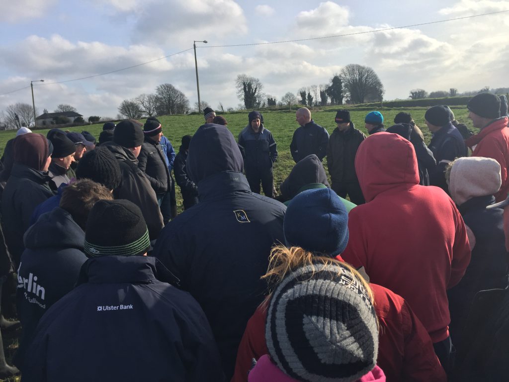 Michael Magan (centre) speaking at the farm walk
