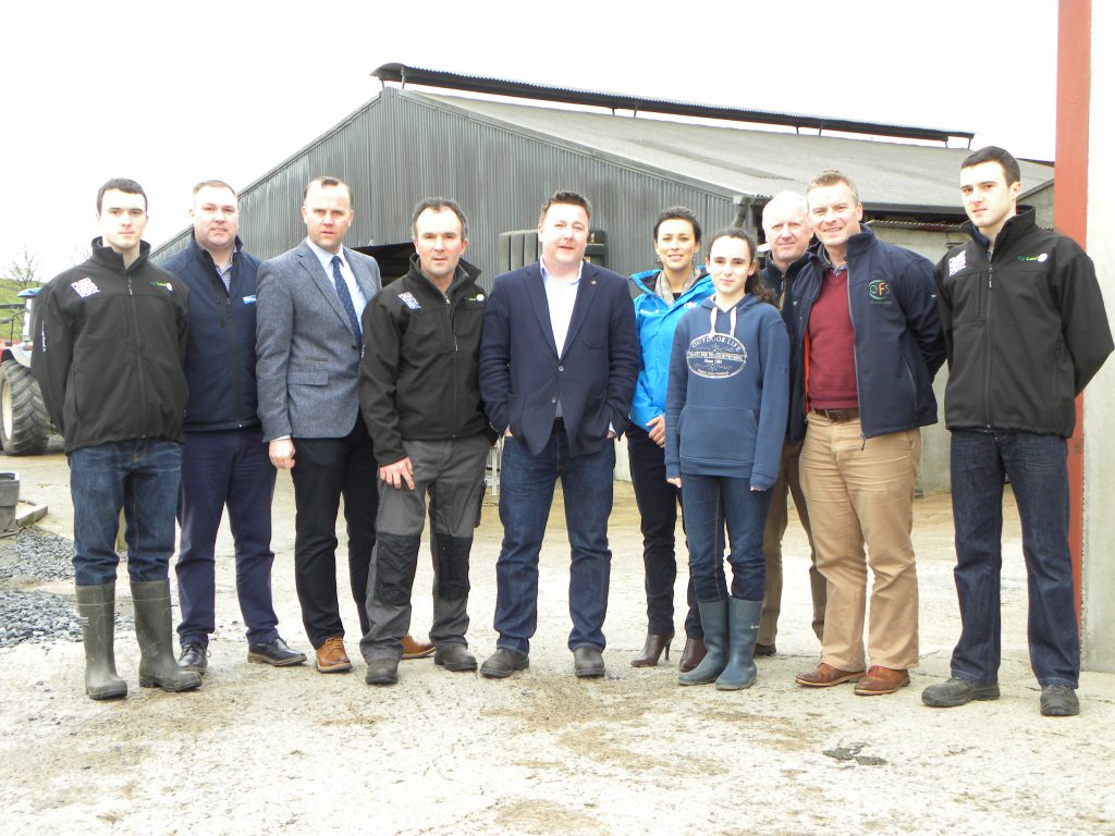 L-R: John McNeil, Ronan Kilcommons; Elanco, Jan Jensma; Yara Fertiliser, Ken McNeil, Cormac Farrelly; Agriland, Caitriona Mullin; Volac, Heather McNeil, Barry Lynch; AgriNet, Alan Heaney; Efficient Farm Solutions, Edward McNeil