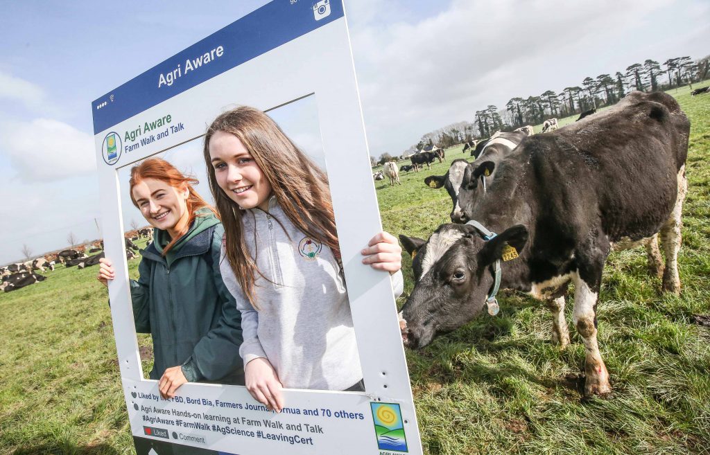 L-R: Eve Courtney and Alex Mahon, Presentation Secondary School, Co. Carlow at UCD’s Lyons Research Farm