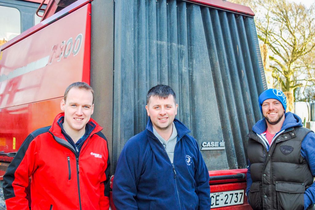 David O’Donoghue, Robert Shannon and Paddy Brady, pictured with the Case IH 7400 forage harvester