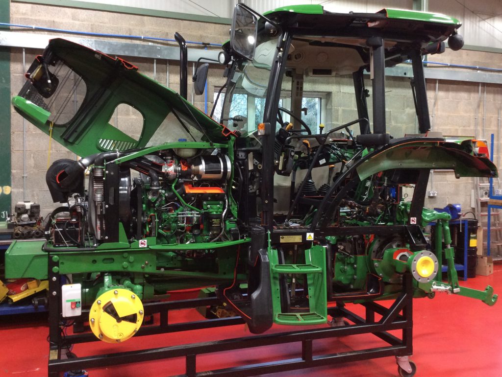 A ‘functioning’, cut-away training tractor, which is used for land-based engineering training