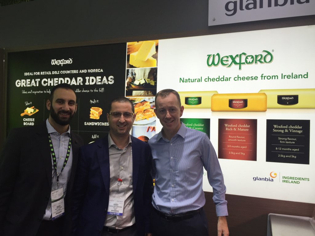 Rafic Hasbini of Glanbia, Abdelhafid Brahma of Falait and Kieran Duggan of Glanbia at Gulfood