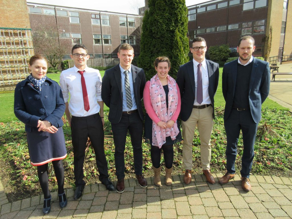 Members of the runner-up team who created a ‘clean eating’ styled egg, bacon and avocado wrap pictured with CAFRE and Linden Foods staff. From left: Dr. Kate Semple (CAFRE), Christopher Sweeney, Josh Thompson, Heather Steele, Joseph Thompson and Keith Williamson (Linden Foods)