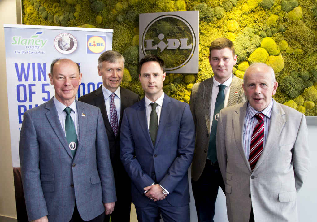 L-R: Larry Feeney, IHBS Secretary; Rory Fanning, Slaney Foods Managing Director; Liam Casey, Lidl Commercial Director; Enda Rabbitte, IHBS and William Branagan, IHBS Chairman at the launch of the competition