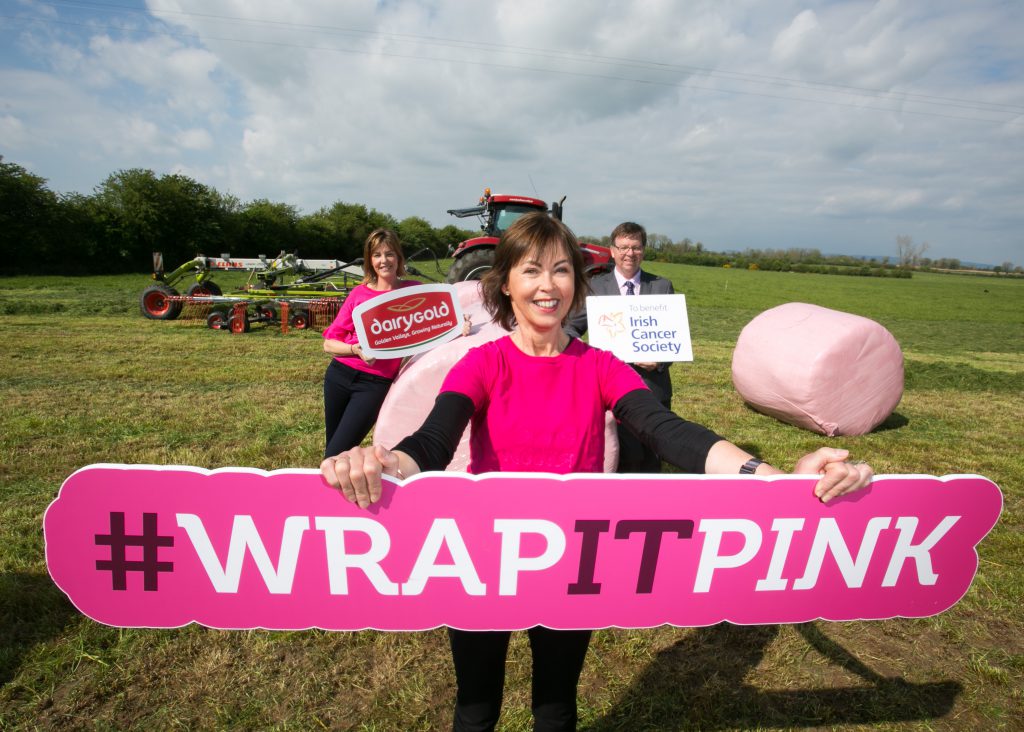 Pictured at the launch of Dairygold’s Wrap It Pink 2017 campaign in association with the Irish Cancer Society are L-R Gillian Foley, Retail Marketing Manager, Dairygold Co-Op Superstores, Catherine Murphy, who was diagnosed with breast cancer 4 years ago and is the wife of dairy farmer, Damian Murphy from Allens Bridge, Newmarket, Co. Cork and John O’Carroll, Head of Retail, Dairygold. Image: Arthur Ellis