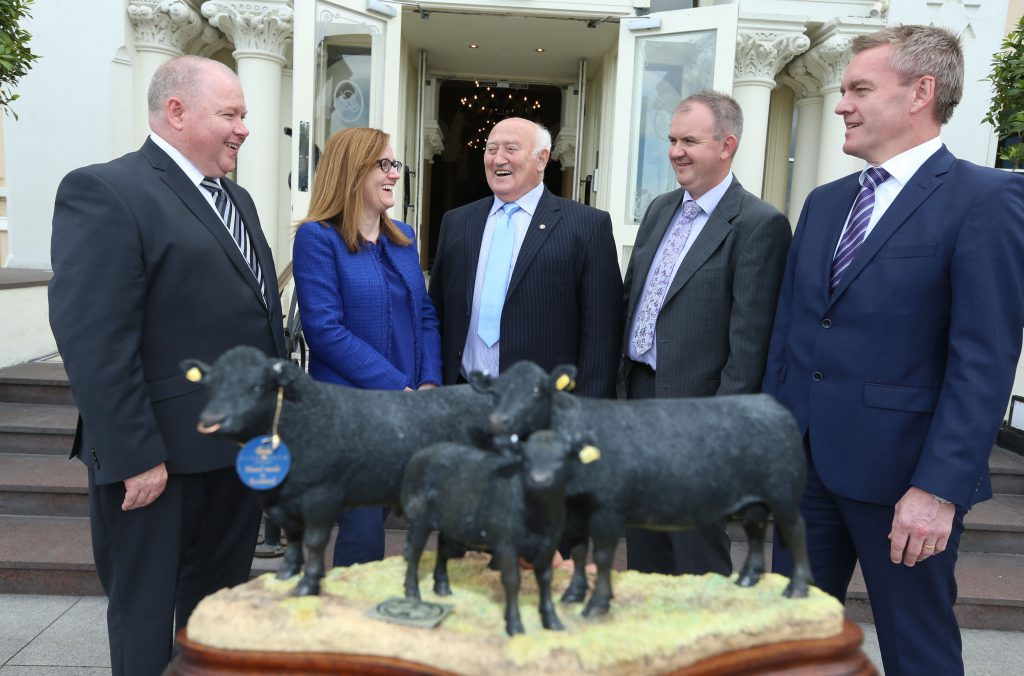 Sean Coffey, Meat Division CEO Kepak, Sheila Gallagher, Commercial Director Tesco Ireland, Tim Dunne, Chairman Irish Angus Producer Group, Martin Kane, ABP CEO, Ireland and Poland, and Charles Smith, General Manager Irish Angus Producer Group. Picture: Finbarr O’Rourke