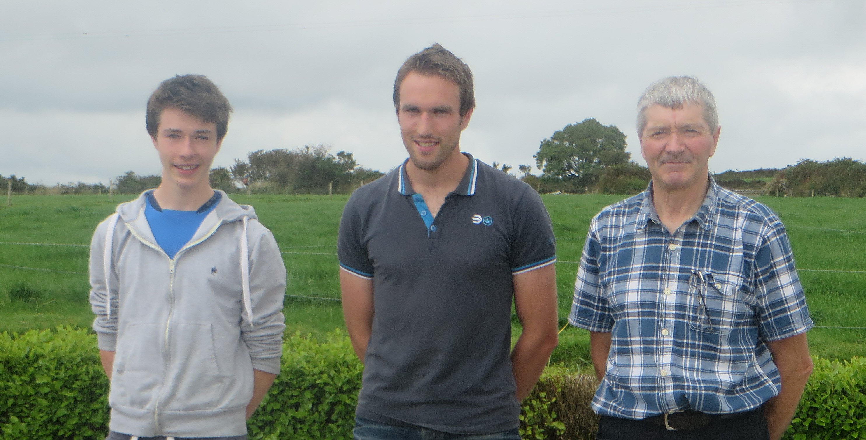 Peter, Andrew and John Joe O’Sullivan pictured on the dairy farm at Gurrane, outside Rosscarbery, Co Cork