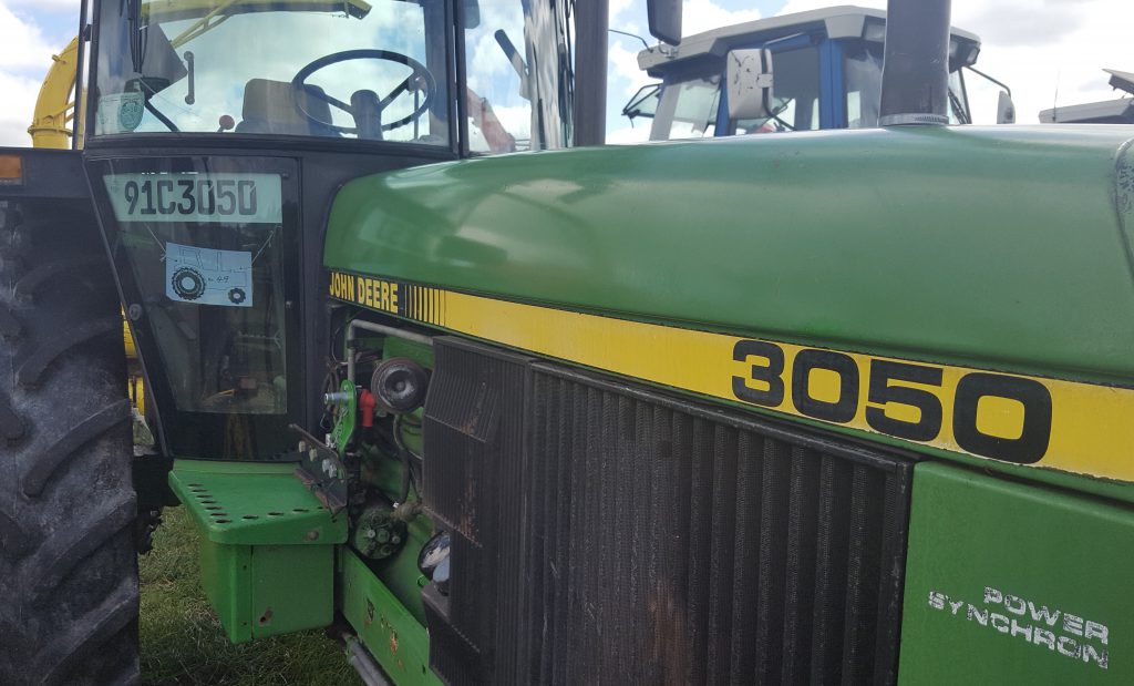 This purposeful-looking 2WD 92hp John Deere 3050 was hooked up to a 3765 precision-chop harvester – also built by John Deere. There were several SG2-cabbed tractors from the ’80s and ’90s at the event. Check out the last four digits of this tractor’s registration