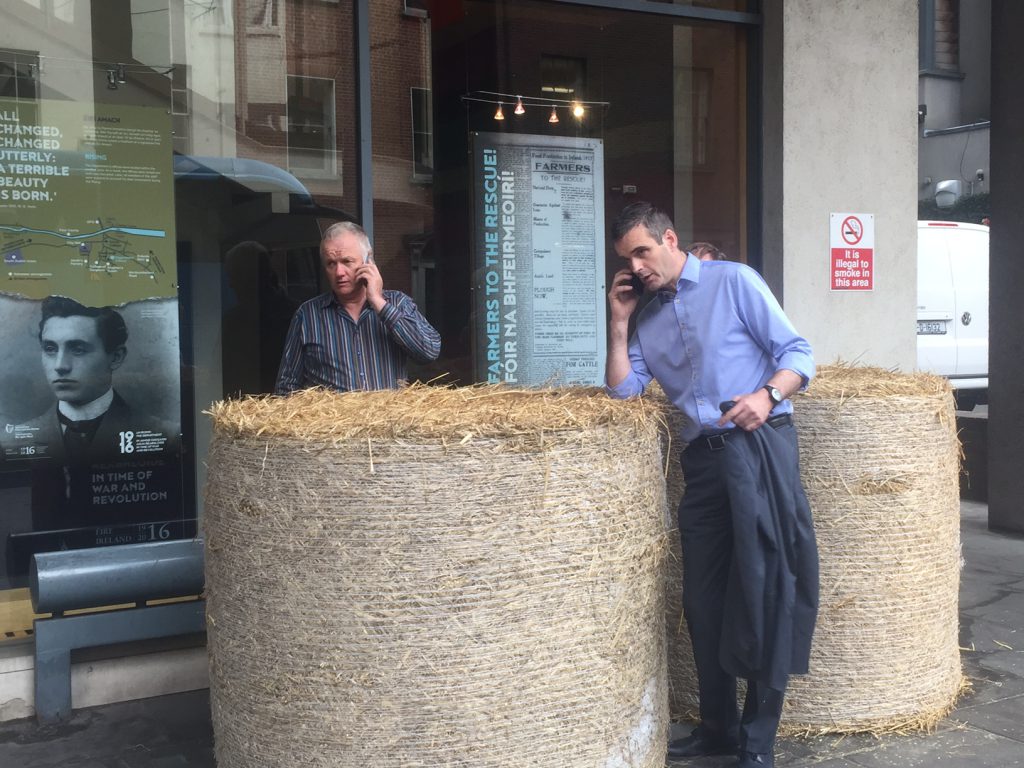 The straw bales were deemed to be too close to the glass front of the building