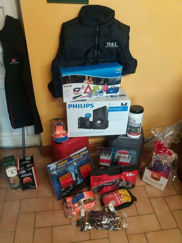 Some of the prizes on offer in the raffle that will be held for participants in the tractor run