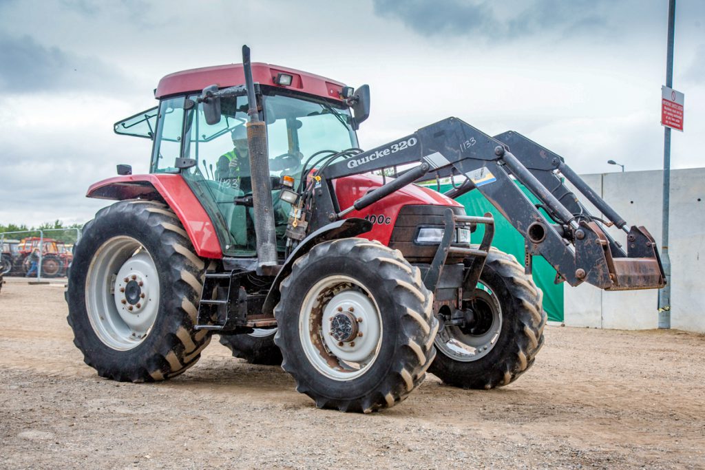 Handy farmer’s tractor: This 1999 Case IH MX100C (with a front loader) had 8,601 hours on the clock. It sold for £9,800