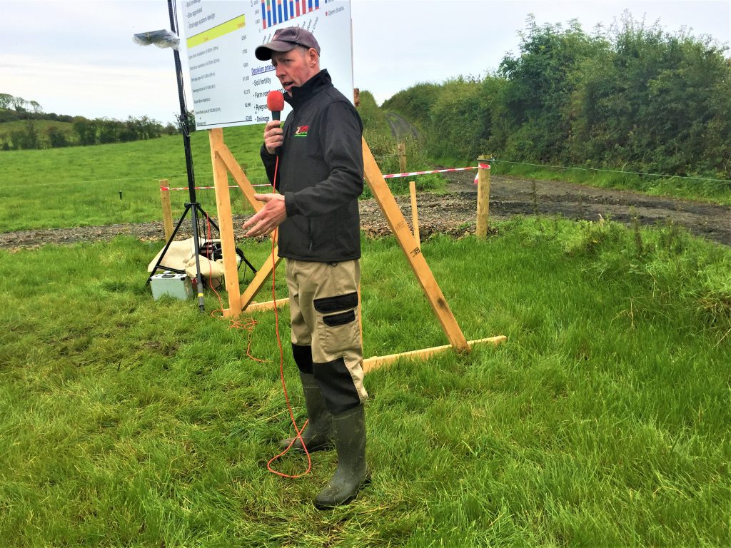 David Brady speaking at the farm walk on his farm