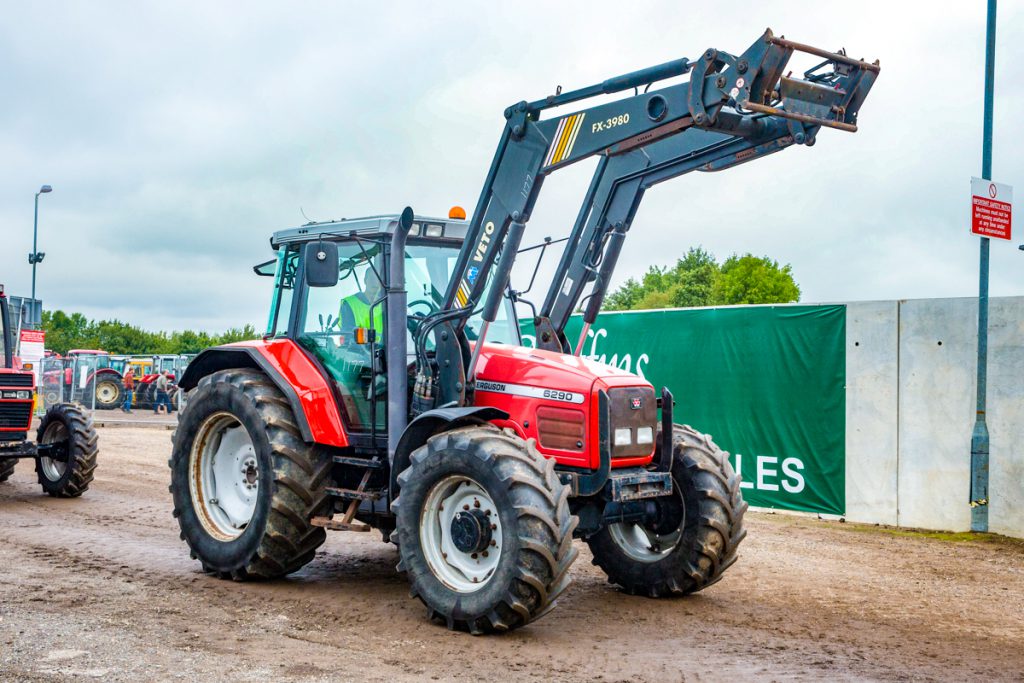 ‘If it’s not red, leave it in the shed’: This immaculate 2002 Massey Ferguson 6290, with a front loader, had 8,876 hours on the clock. It sold for £15,500